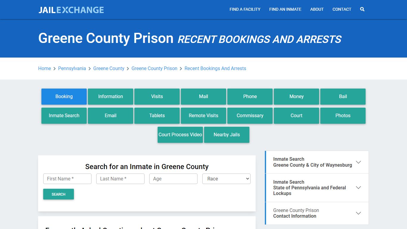 Greene County Prison Recent Bookings And Arrests - Jail Exchange